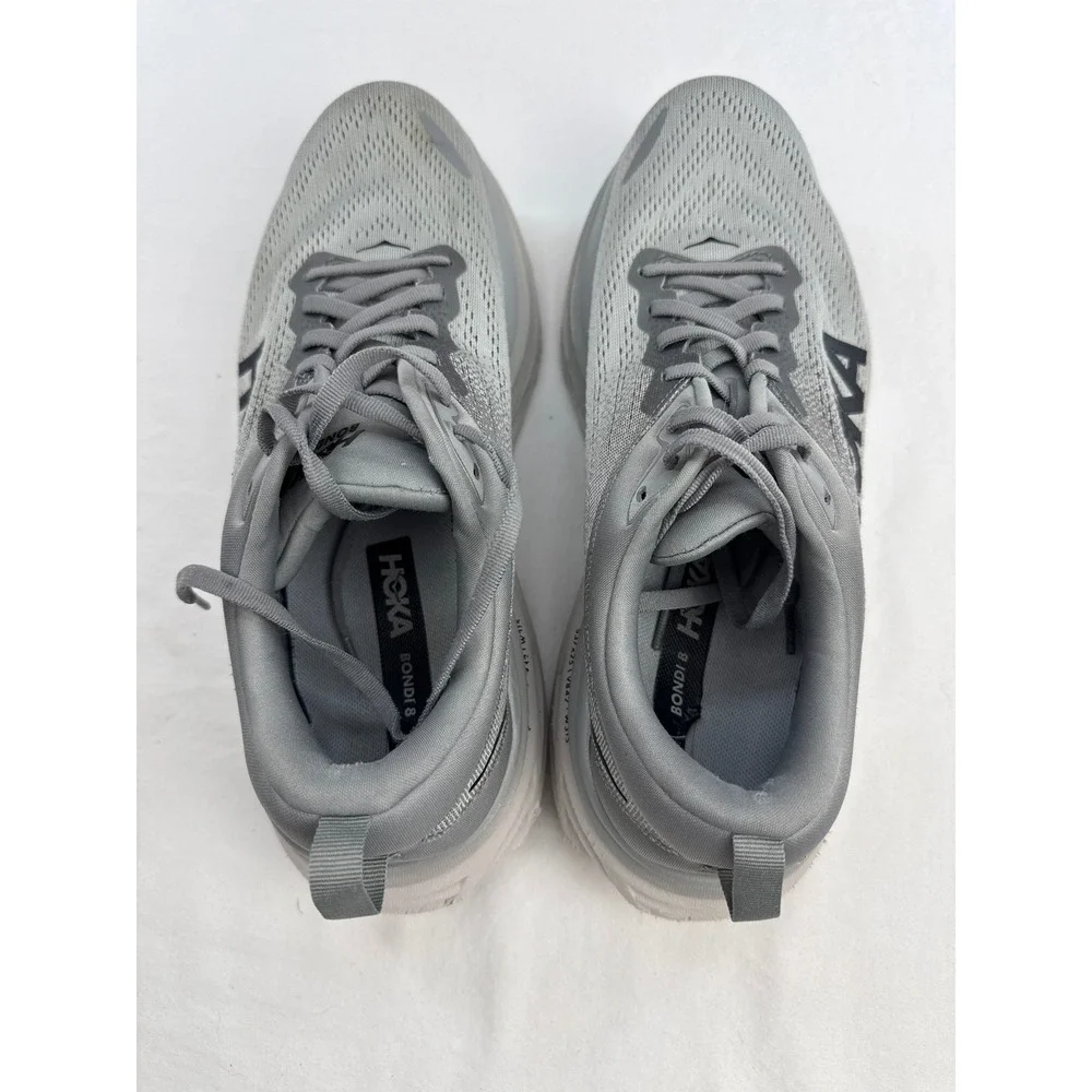 Hoka Bondi 8 Mens Running Shoes Grey Black Road Sneakers Low Top